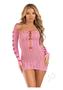 Leg Avenue Sweetheart Striped Tube Dress And Matching Shrug With Keyhole And Mini Bow Detail (2 Piece) - O/s - Pink