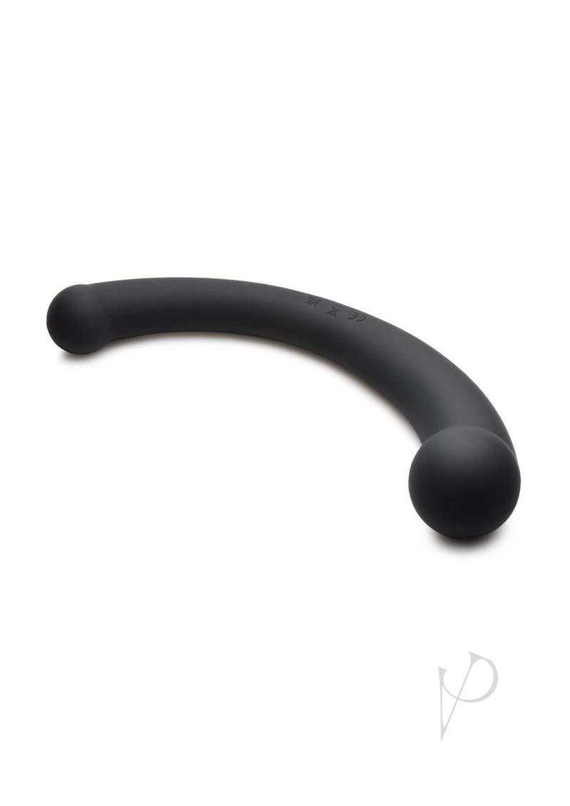 Master Series 10x Vibra-crescent Rechargeable Silicone Vibrating Dual Ended Dildo - Black